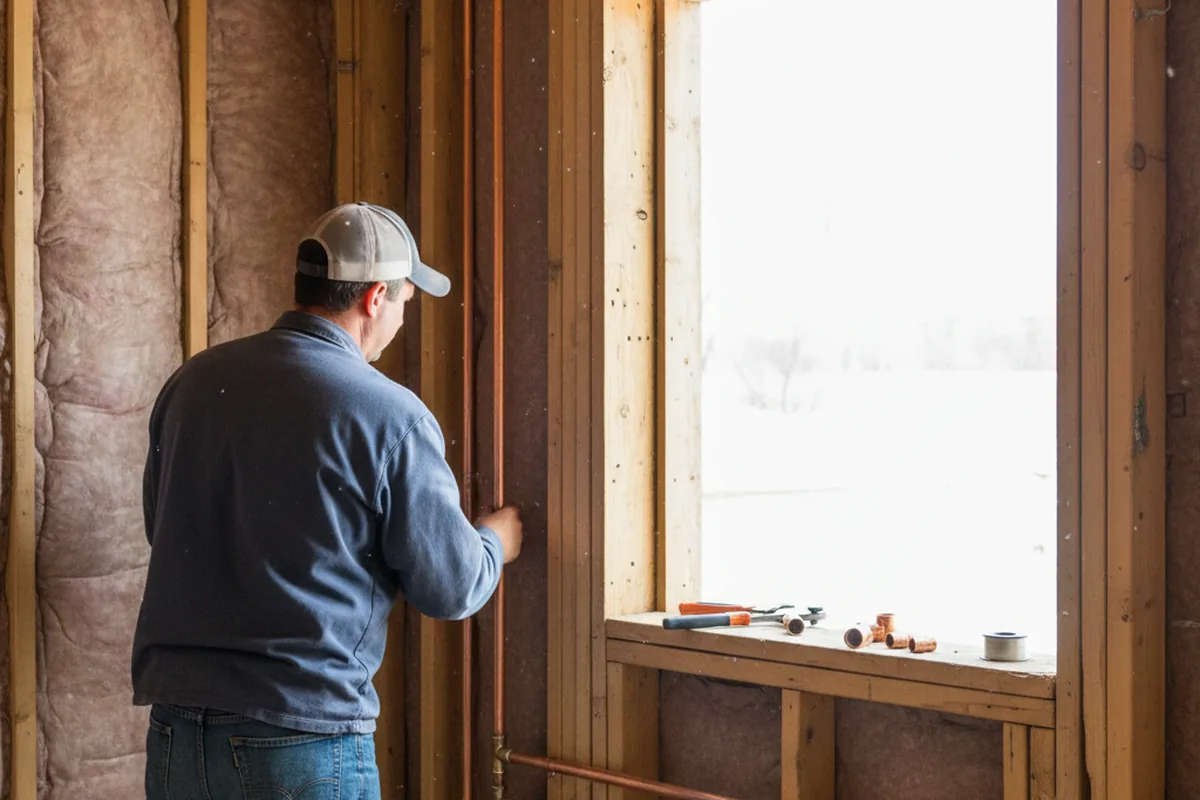 Licensed plumber running new copper supply lines in a Olathe home